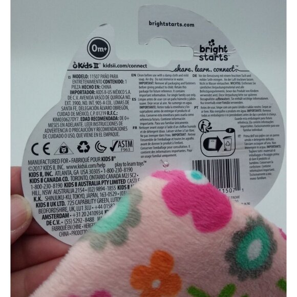 Bright Starts Taggies Pink Flowers Soft Security Blanket Lovey 12 in X 12 in - Picture 9 of 13